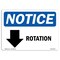 Signmission OSHA Notice Sign, 10" Height, Rigid Plastic, Rotation (Down Arrow) Sign With Symbol, Landscape OS-NS-P-1014-L-18135 - alternate 1